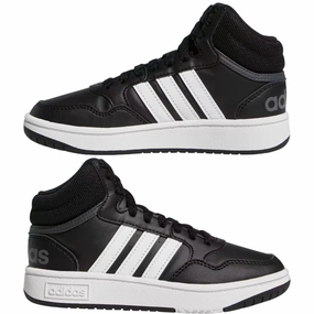 Adidas scarpa sneakers da ragazzi Hoops Mid 3.0 GW0402 nero-bianco Self Adjusting Lacing Energy Returning Foam