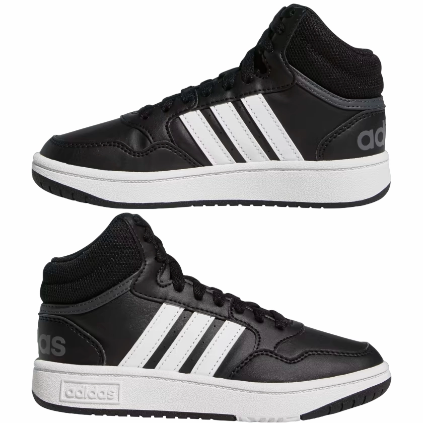 Adidas scarpa sneakers da ragazzi Hoops Mid 3.0 GW0402 nero-bianco Self Adjusting Lacing Energy Returning Foam
