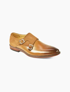 FRONT Mens Soft Round Henry Monk Strap Buckles Shoes Tan UK 7 to UK 12