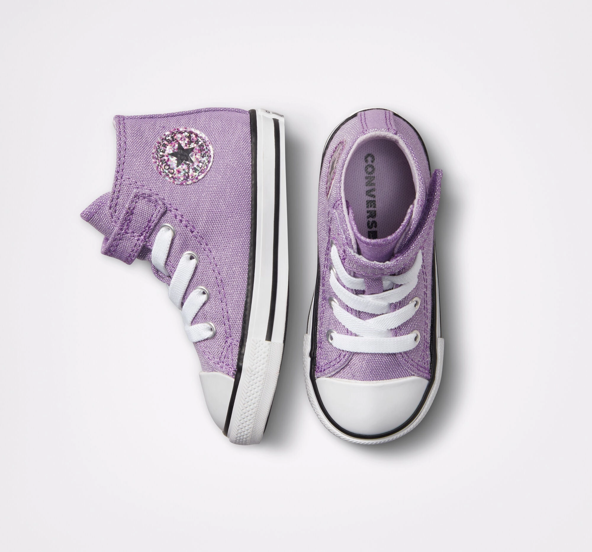 Converse scarpa da bambina alta alla caviglia Chuck Taylor All Star Easy-On Glitter 772878C viola MDOutsole ice shoes