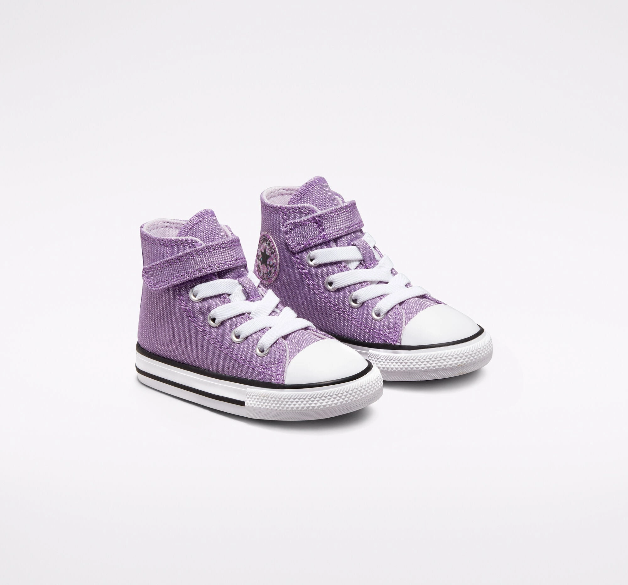 men's use Hyperbolic Heel Cup Converse scarpa da bambina alta alla caviglia Chuck Taylor All Star Easy-On Glitter 772878C viola