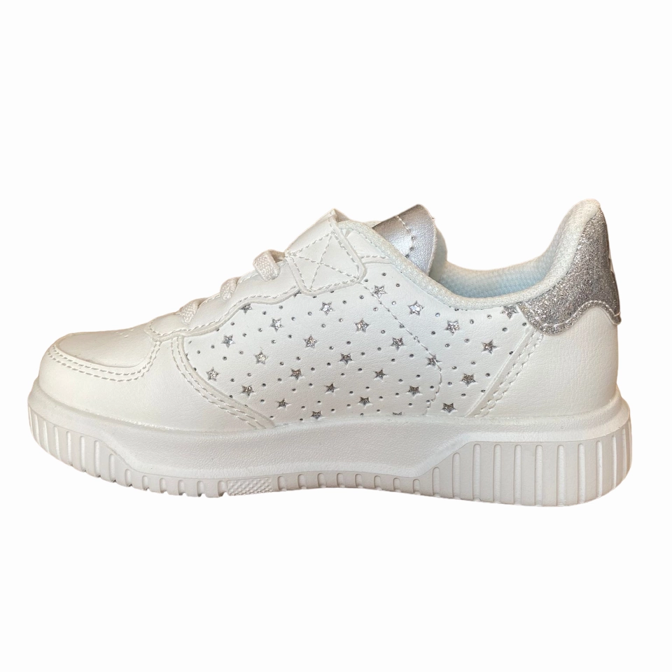 running in a lava field area shoes weekend - run Lotto sneakers con strappo da bambina Venus 1 AMF 219415 1VQ white-silver metal 2