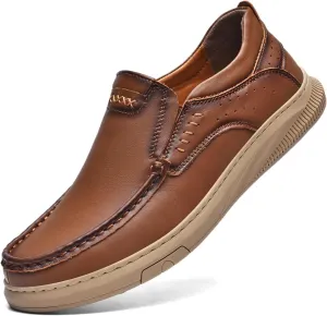 Genuine Leather Slip-On Loafer Dress Shoes for MenMen's Casual Shoes Leather Lining, Rubber Outsole