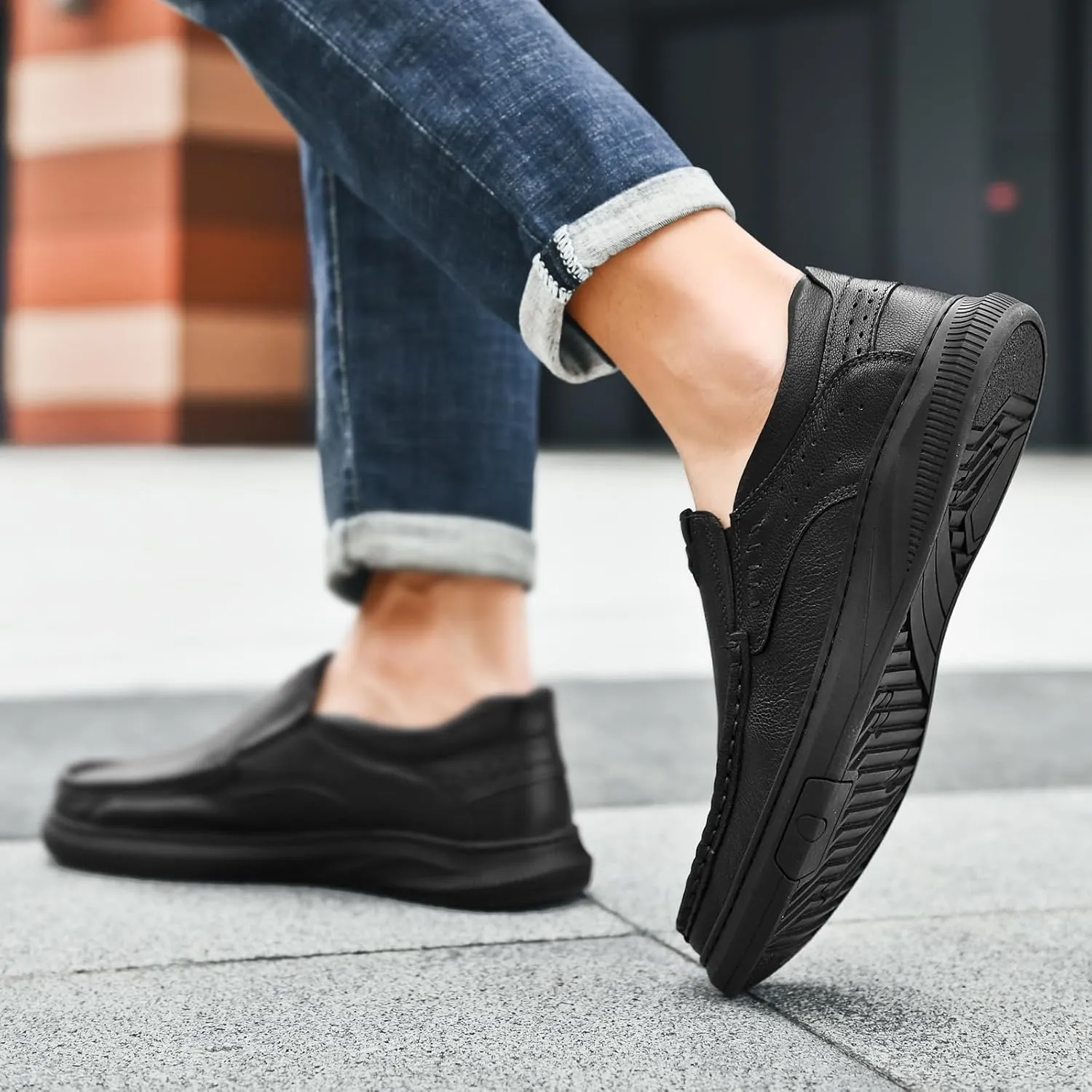Genuine Leather Slip-On Loafer Dress Shoes for MenMen's Casual Shoes Leather Lining, Rubber Outsole