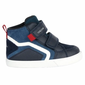 Geox scarpa sneaker alta da bambino con strappo in pelle B36A7E-022ME-C4277 Kilwi blu casual - runner shoes