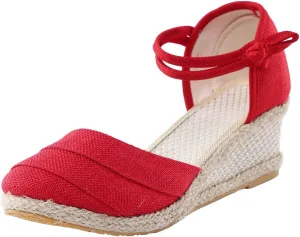 Gibobby Espadrille Wedge,Womens Wedges Sandals Espadrilles Platform Closed Toe Ankle Strap Slingback Summer Casual Sandals