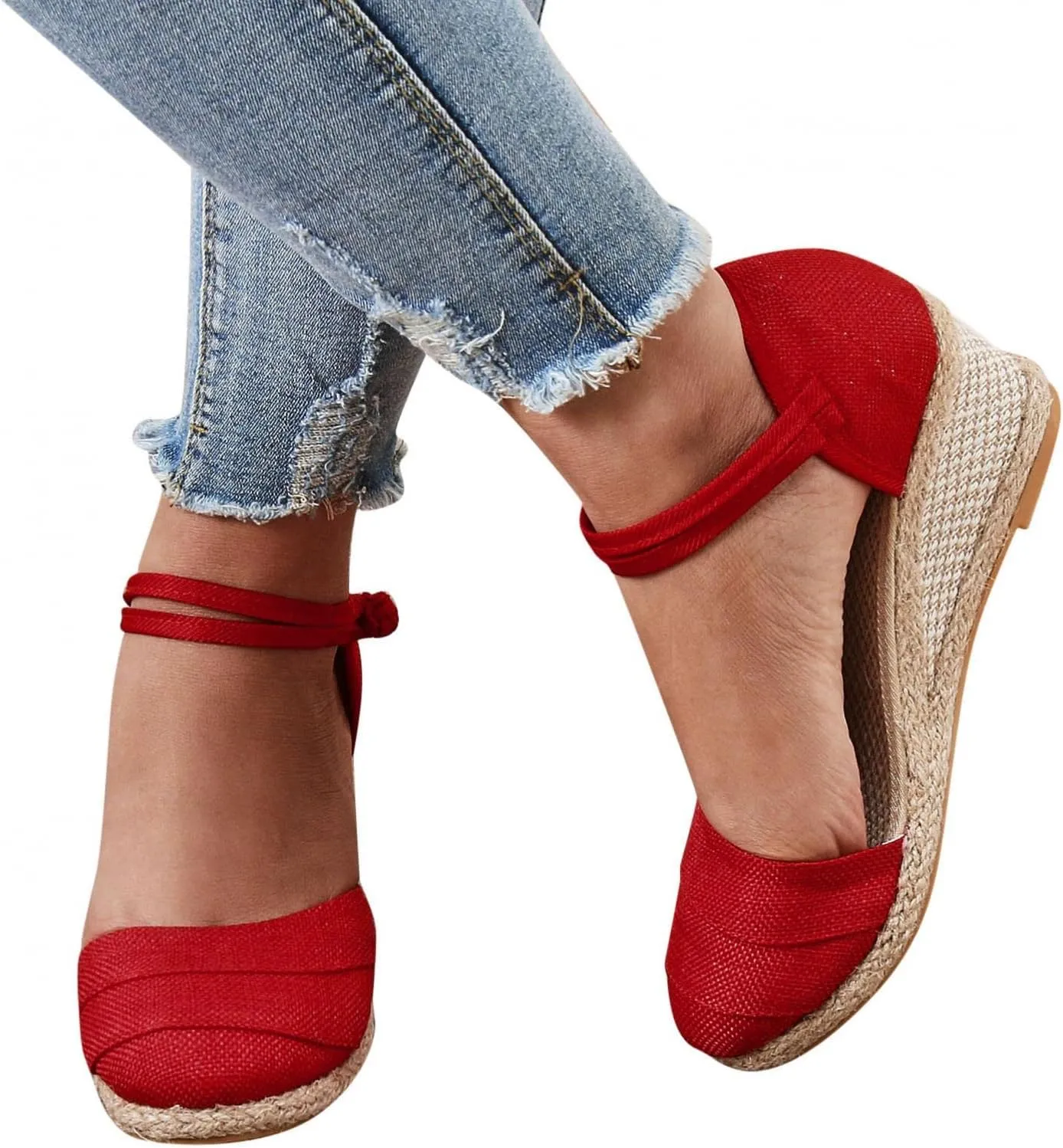 Gibobby Espadrille Wedge,Womens Wedges Sandals Espadrilles Platform Closed Toe Ankle Strap Slingback Summer Casual Sandals