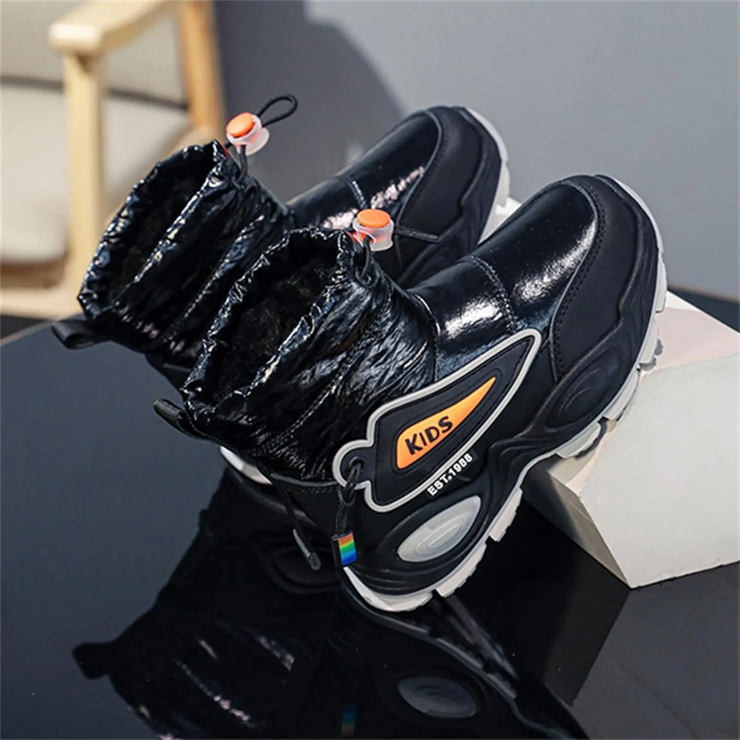 Girls Boys Mid Calf Padded Boots Soft Bottom Anti Slip Winter Water Proof Outdoor Shoes Kids Insulated Snow Girls Suede