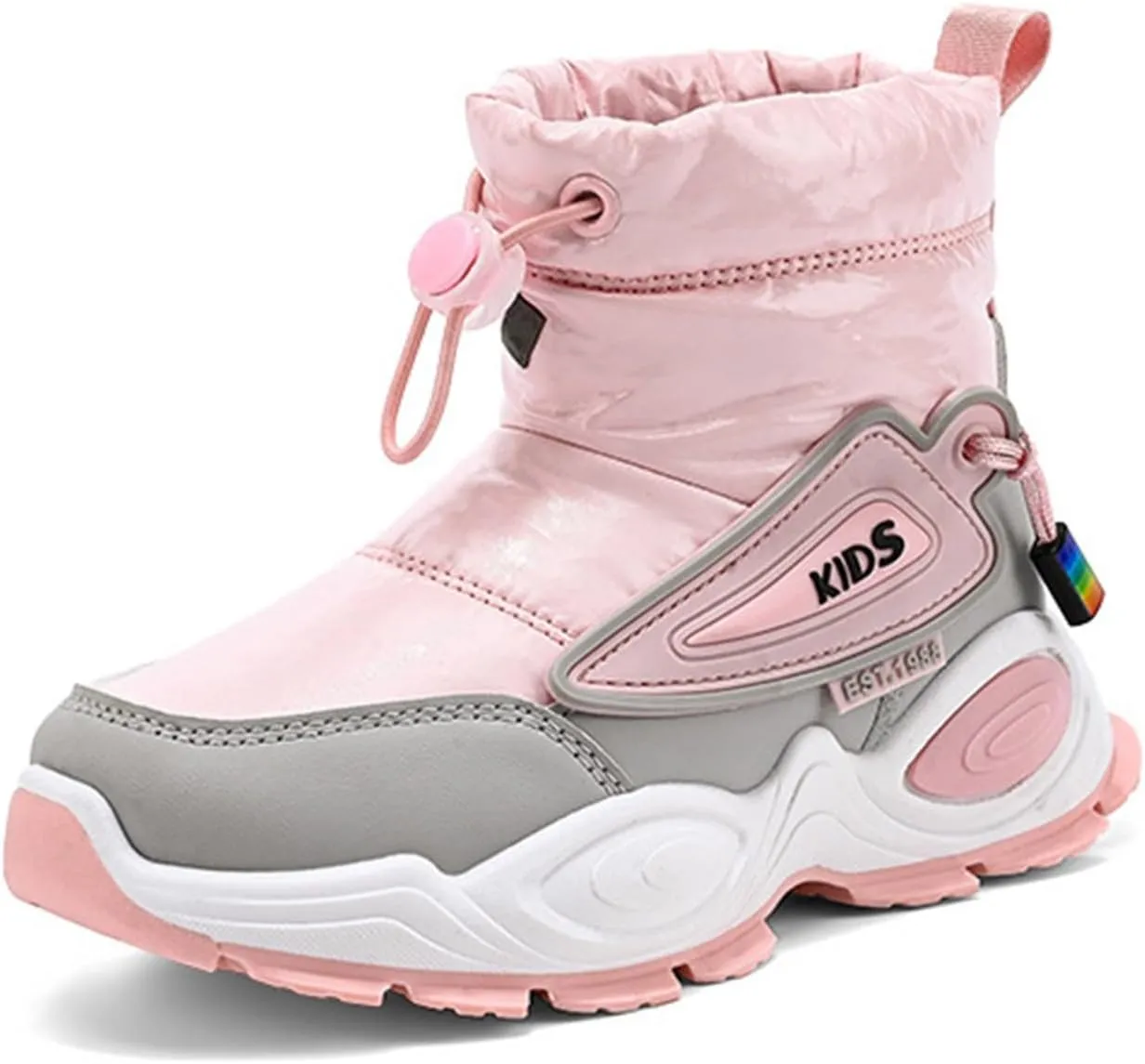 Girls Boys Mid Calf Padded Boots Soft Bottom Anti Slip Winter Water Proof Outdoor Shoes Kids Insulated Snow Girls Suede