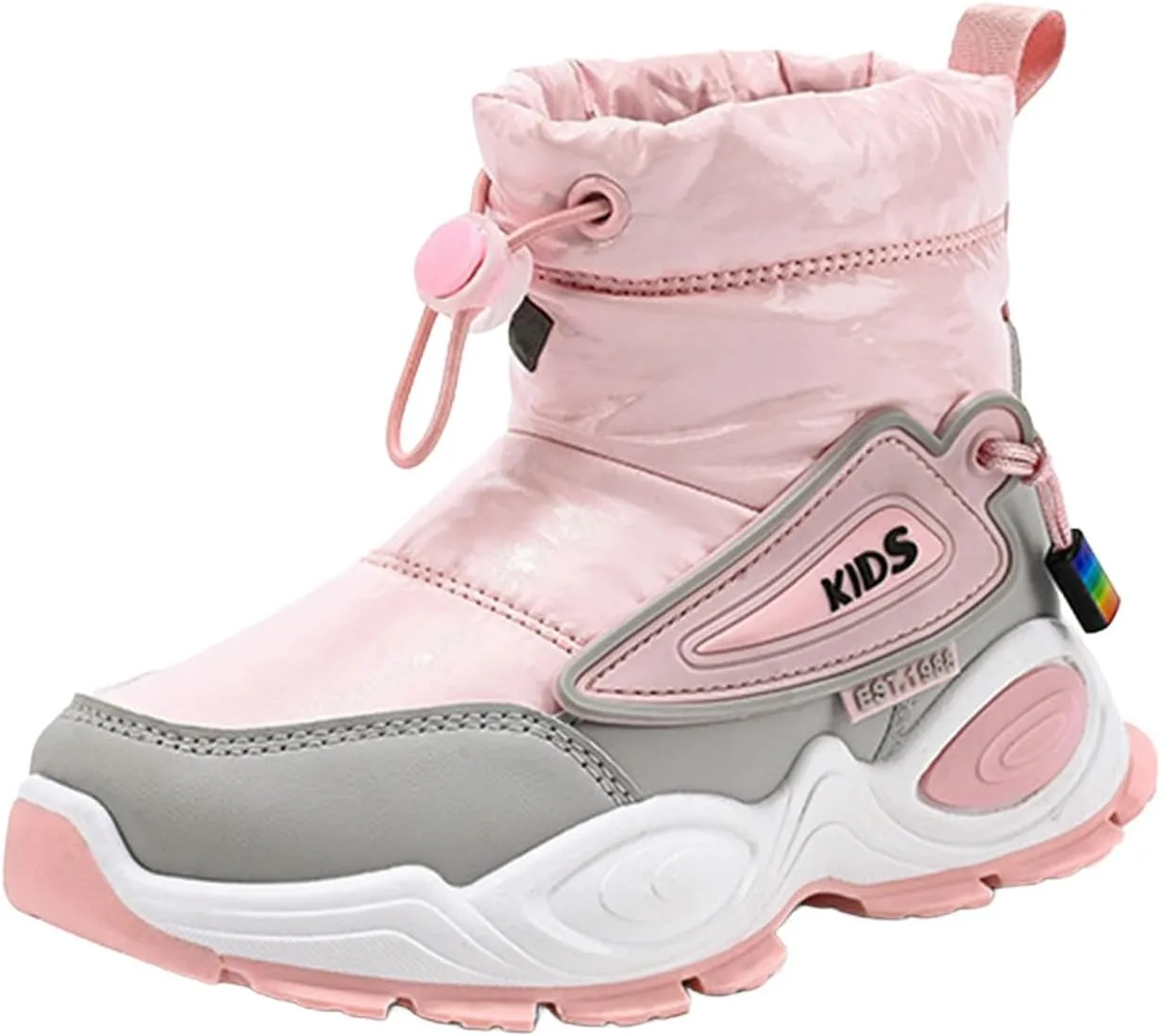 Girls Boys Mid Calf Padded Boots Soft Bottom Anti Slip Winter Water Proof Outdoor Shoes Kids Insulated Snow Girls Suede