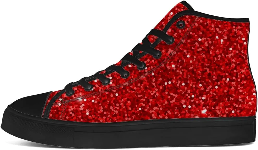 Glitter High Top Canvas Shoes for Men Women High Top Sneakers Lace Up Casual Shoes Gifts for Boyfriend Girlfriend