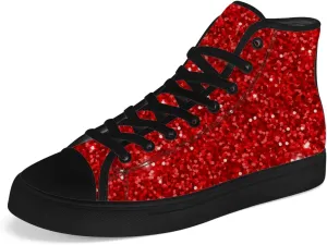 Glitter High Top Canvas Shoes for Men Women High Top Sneakers Lace Up Casual Shoes Gifts for Boyfriend Girlfriend