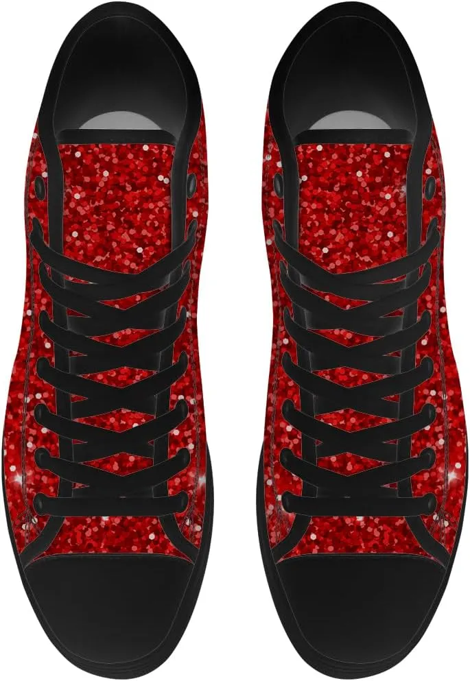 Glitter High Top Canvas Shoes for Men Women High Top Sneakers Lace Up Casual Shoes Gifts for Boyfriend Girlfriend