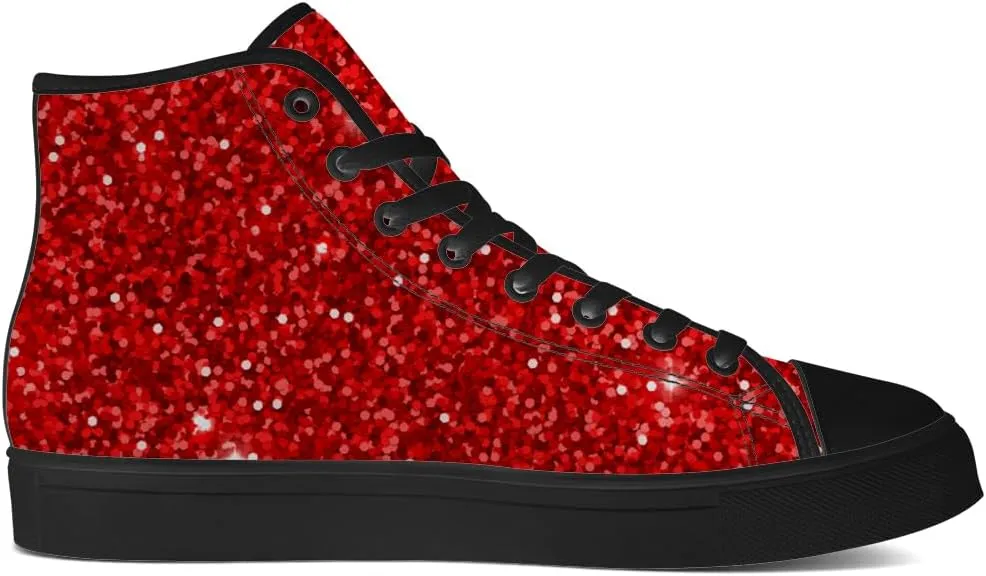 Glitter High Top Canvas Shoes for Men Women High Top Sneakers Lace Up Casual Shoes Gifts for Boyfriend Girlfriend