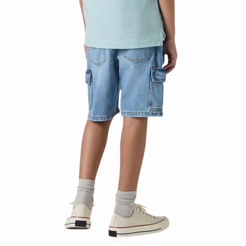 Levi's Kids pantaloncino in jeans cargo 9EM377-L9K blu medio Belt loops Light Coverage