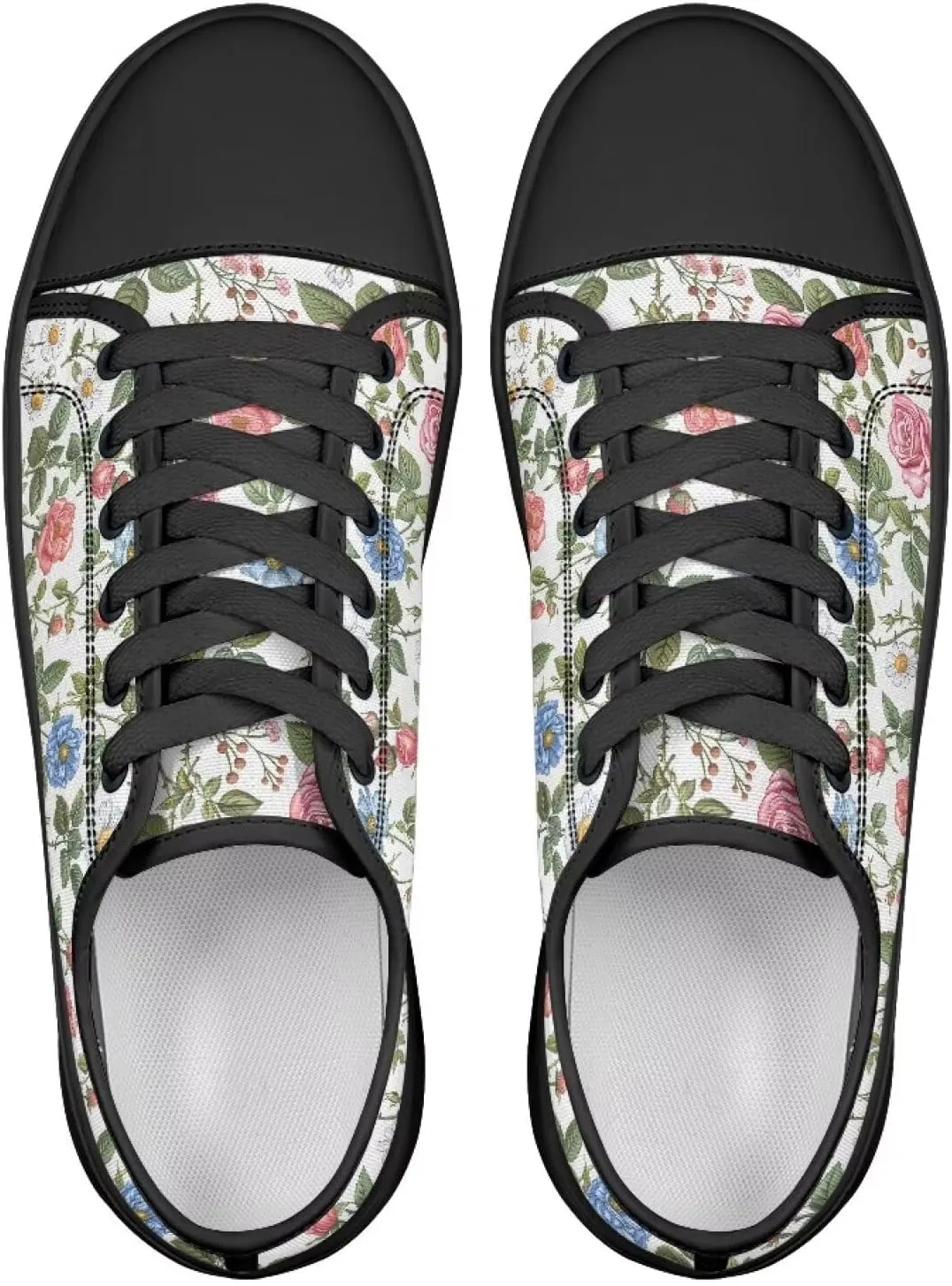 GOSTONG Women's Canvas Casual Shoes Non Slip Low Top Tennis Shoe Womens Lace Up Sneaker Height Increasing Black Size 6-13.5