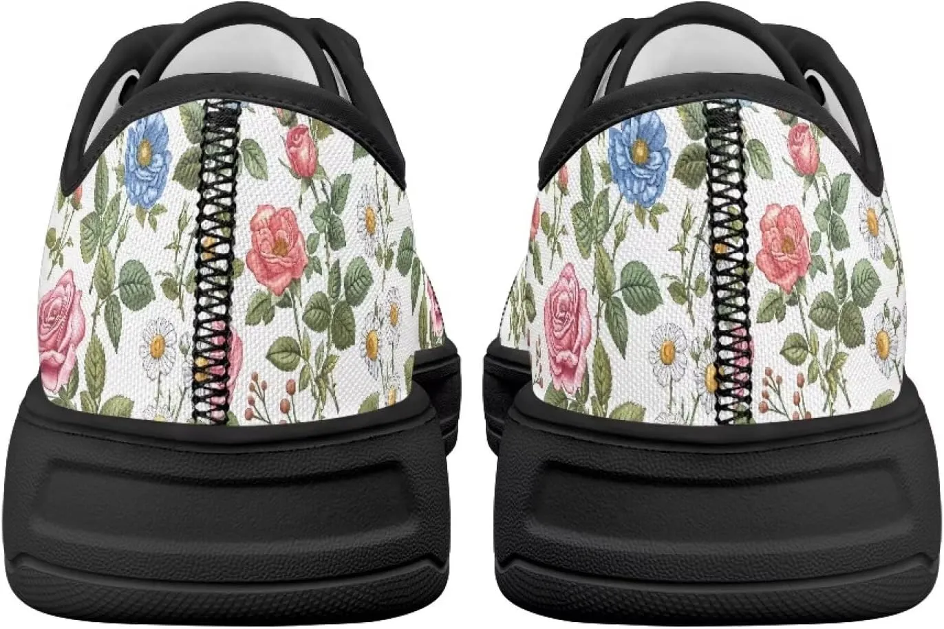 GOSTONG Women's Canvas Casual Shoes Non Slip Low Top Tennis Shoe Womens Lace Up Sneaker Height Increasing Black Size 6-13.5
