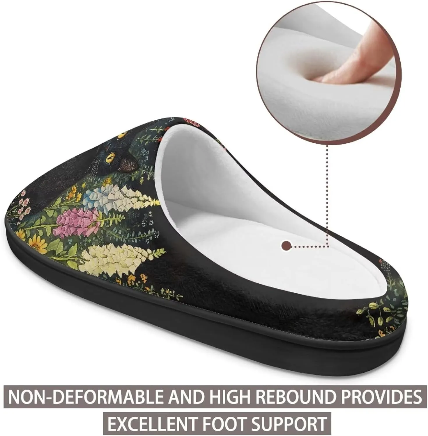 GOSTONG Womens Cotton Slippers Soft Sole Comfort Indoor House Slippers Warm Fuzzy Comfort Winter Non Slip Shoes Black US 3-13