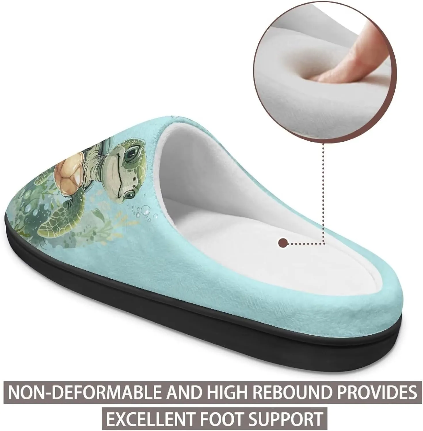 GOSTONG Womens Cotton Slippers Soft Sole Comfort Indoor House Slippers Warm Fuzzy Comfort Winter Non Slip Shoes Black US 3-13