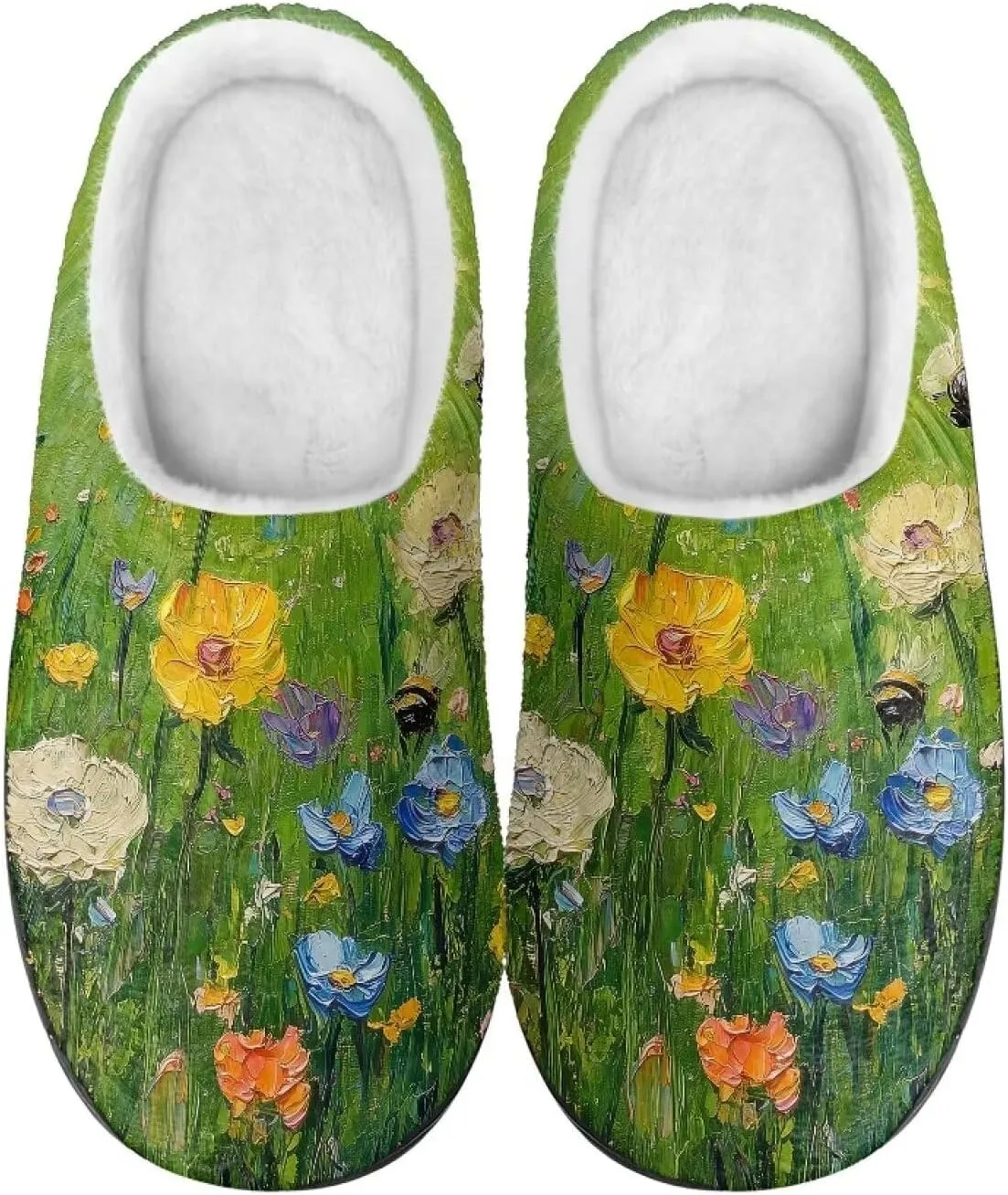 GOSTONG Womens Cotton Slippers Soft Sole Comfort Indoor House Slippers Warm Fuzzy Comfort Winter Non Slip Shoes Black US 3-13