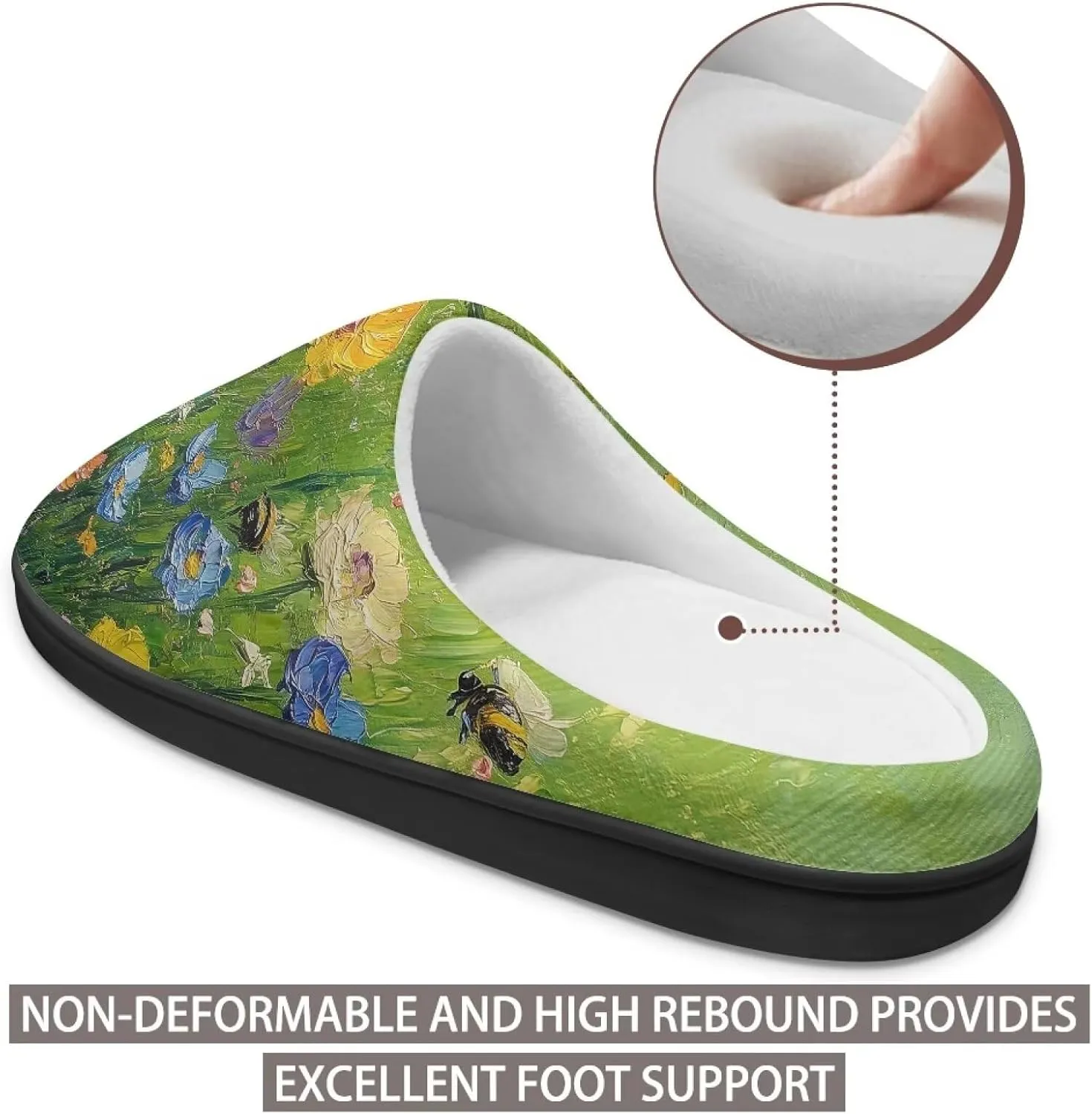 GOSTONG Womens Cotton Slippers Soft Sole Comfort Indoor House Slippers Warm Fuzzy Comfort Winter Non Slip Shoes Black US 3-13