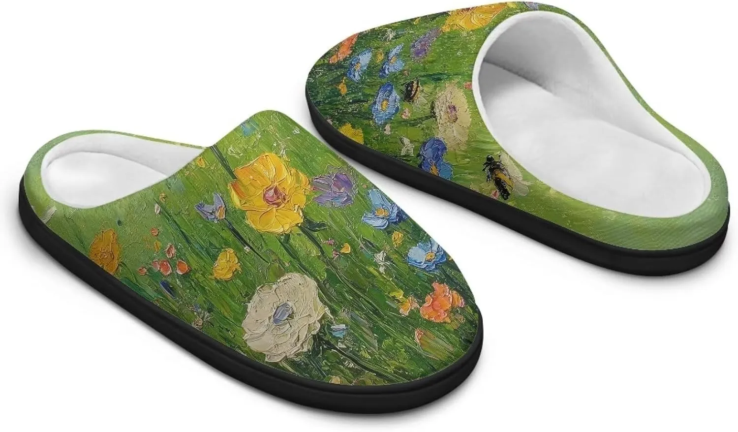 GOSTONG Womens Cotton Slippers Soft Sole Comfort Indoor House Slippers Warm Fuzzy Comfort Winter Non Slip Shoes Black US 3-13