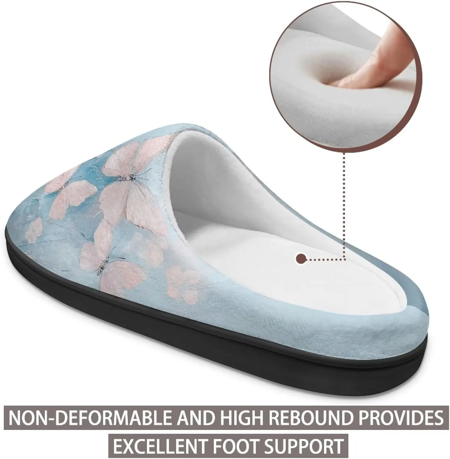 GOSTONG Womens Cotton Slippers Soft Sole Comfort Indoor House Slippers Warm Fuzzy Comfort Winter Non Slip Shoes Black US 3-13