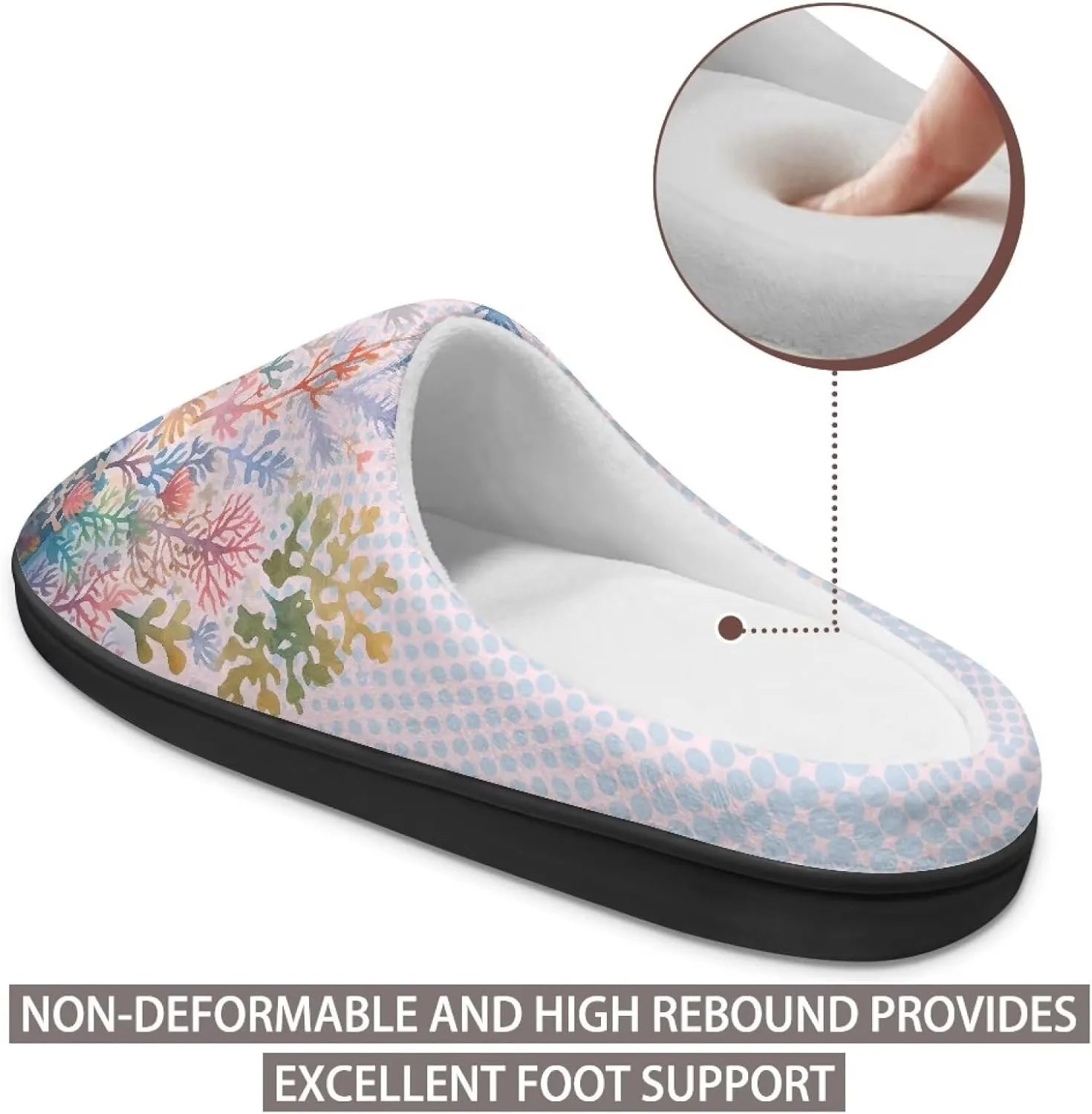 GOSTONG Womens Cotton Slippers Soft Sole Comfort Indoor House Slippers Warm Fuzzy Comfort Winter Non Slip Shoes Black US 3-13
