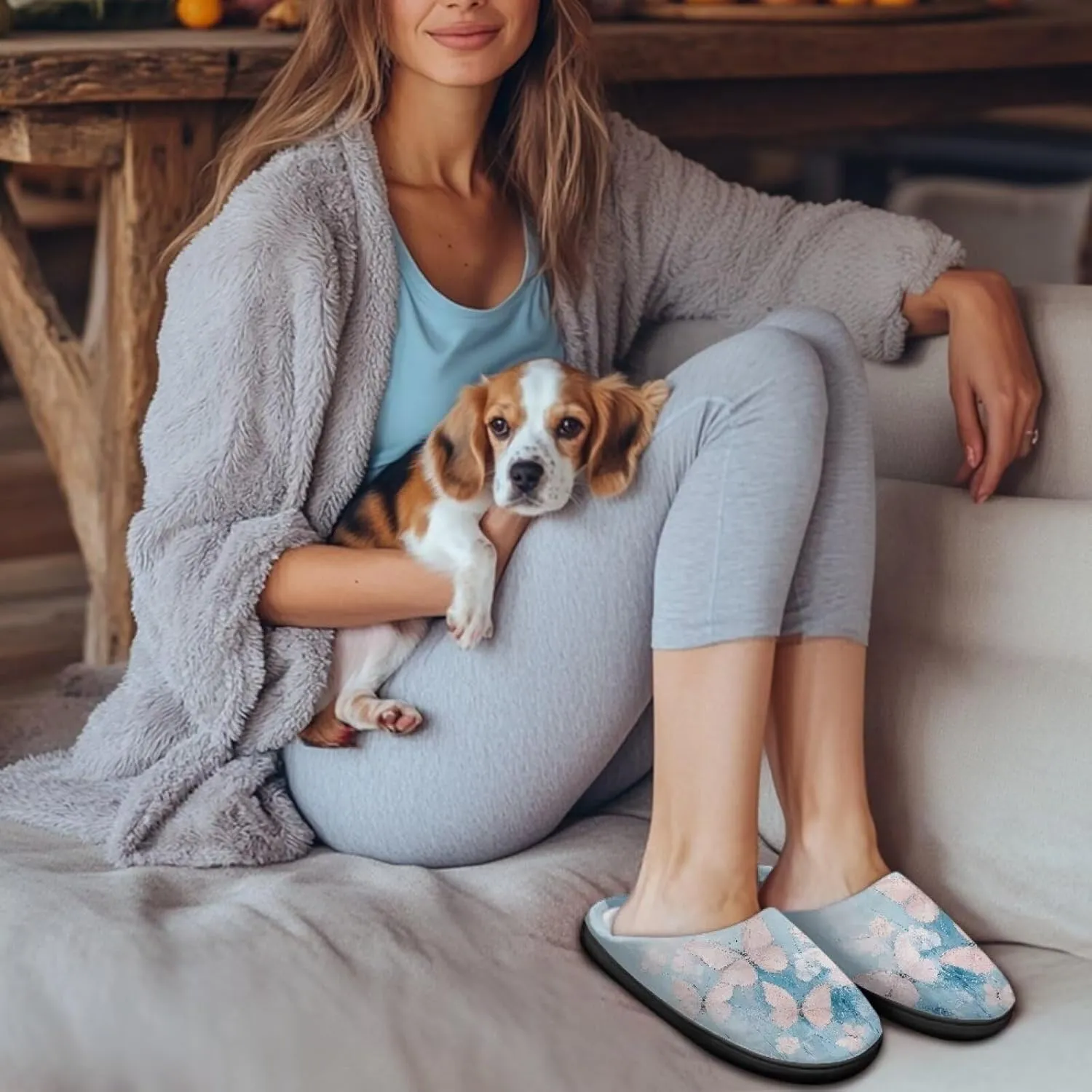 GOSTONG Womens Cotton Slippers Soft Sole Comfort Indoor House Slippers Warm Fuzzy Comfort Winter Non Slip Shoes Black US 3-13