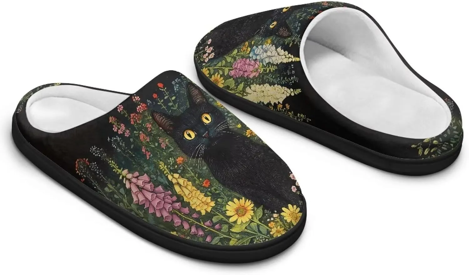 GOSTONG Womens Cotton Slippers Soft Sole Comfort Indoor House Slippers Warm Fuzzy Comfort Winter Non Slip Shoes Black US 3-13