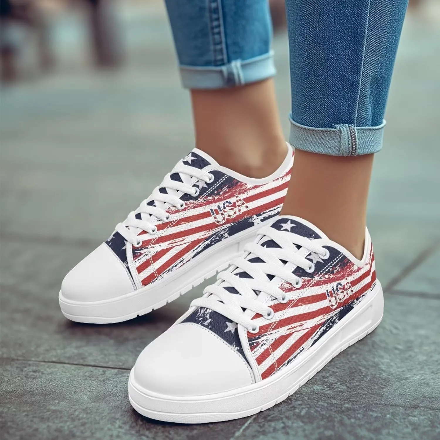 GOSTONG Women's Low Top Canvas Sneaker Lace Up Classic Casual Shoes Lightweight Non Slip for Work Commute White Size 6-13.5