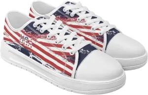 GOSTONG Women's Low Top Canvas Sneaker Lace Up Classic Casual Shoes Lightweight Non Slip for Work Commute White Size 6-13.5