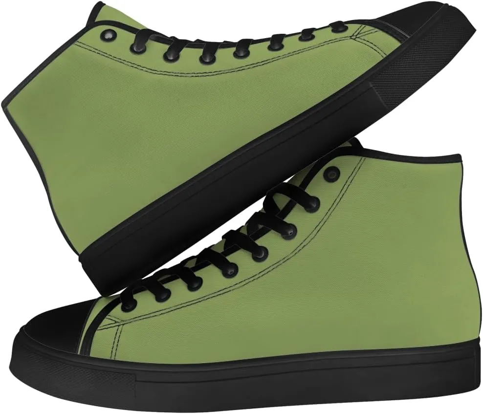 Green High Top Canvas Shoes Womens Mens High Top Sneakers Lace Up Casual Shoes Gifts for Men Women