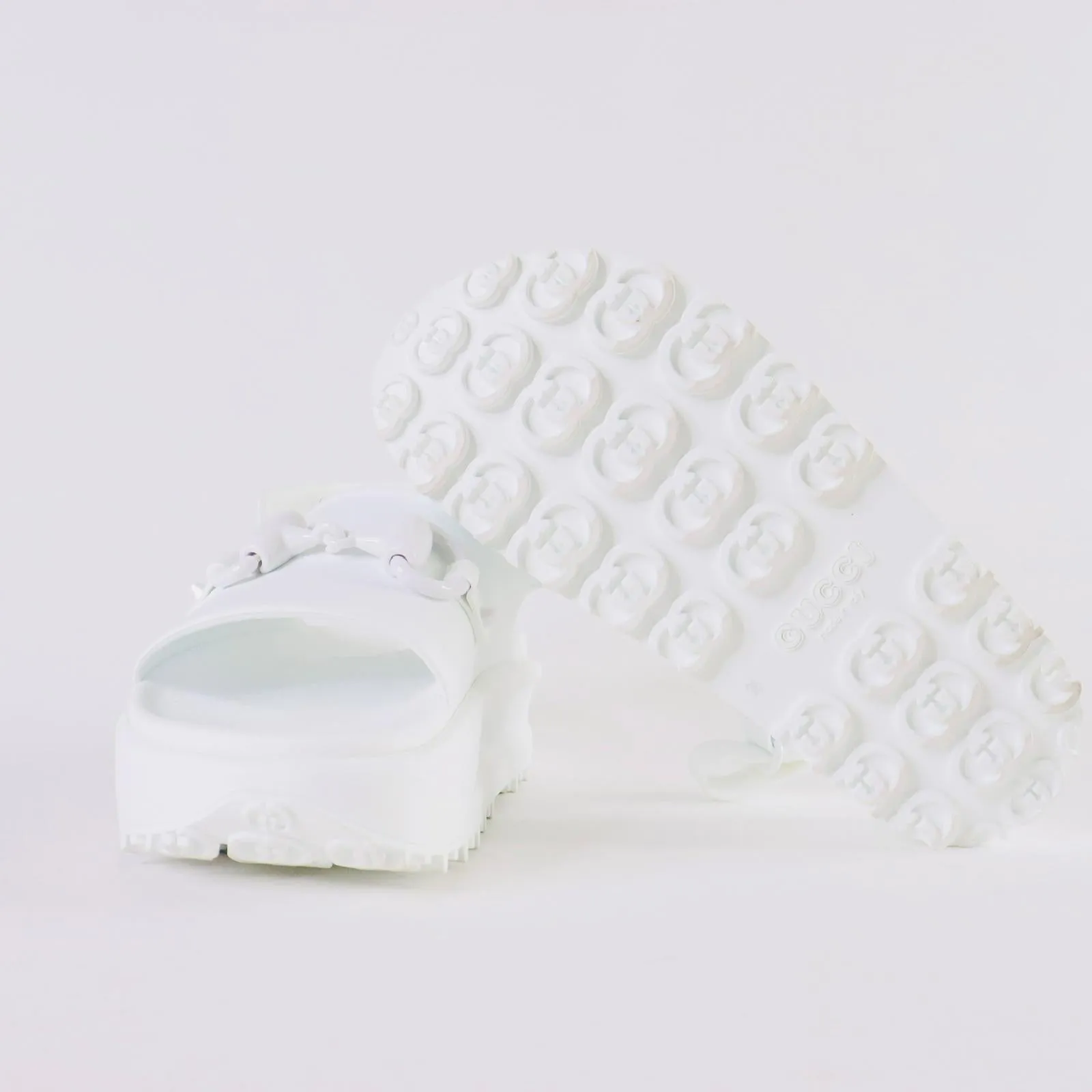 GUCCI Soft Rubber Horsebit Touch Womens Strapped Sandals