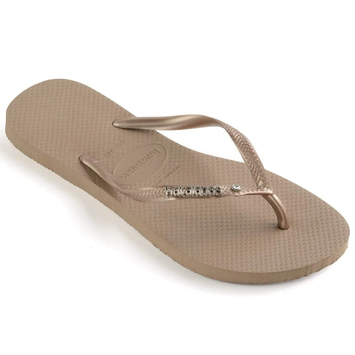 Havaianas Slim Logo Flip Flops Rose Gold