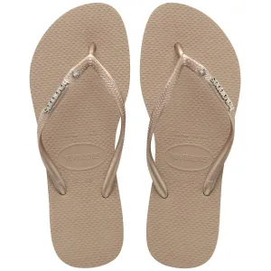 Havaianas Slim Logo Flip Flops Rose Gold