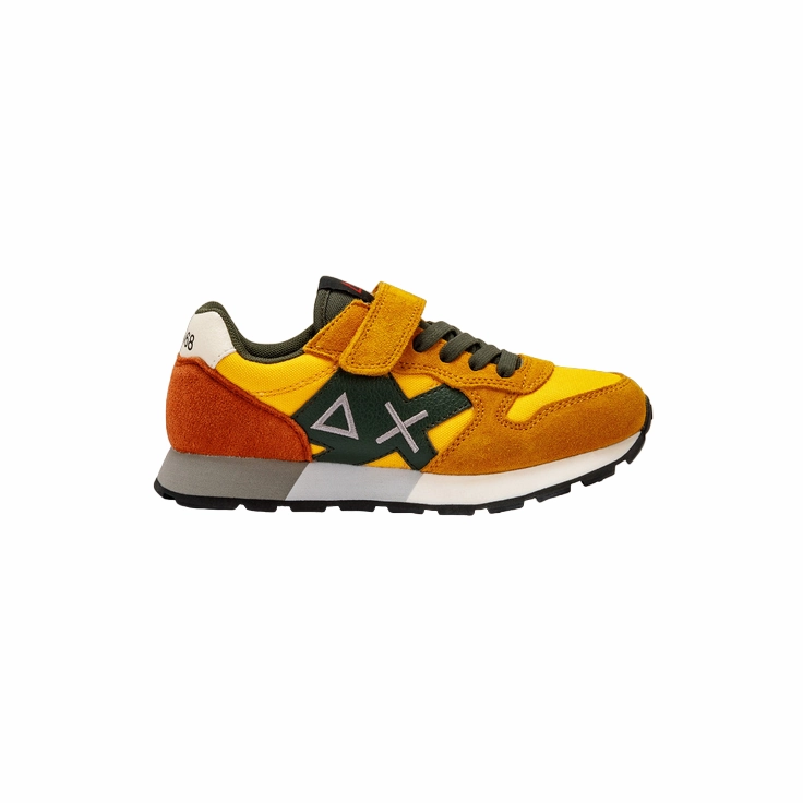 Adaptive Flex Grooves Ventilation holes Sun68 scarpa sneakers da ragazzo con laccio elastico e velcro Jaki Solid Z43313K 23 giallo