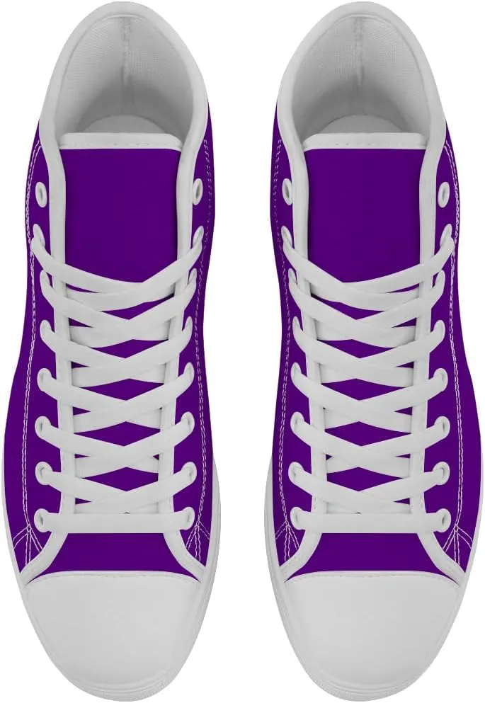 High Top Canvas Shoes for Men Women Purple High Top Sneakers Lace Up Casual Shoes Gifts for Boyfriend Girlfriend