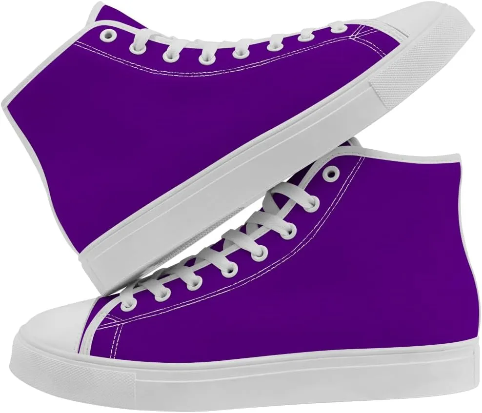 High Top Canvas Shoes for Men Women Purple High Top Sneakers Lace Up Casual Shoes Gifts for Boyfriend Girlfriend