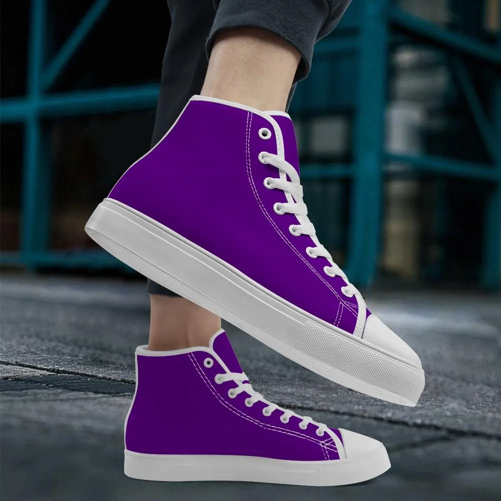 High Top Canvas Shoes for Men Women Purple High Top Sneakers Lace Up Casual Shoes Gifts for Boyfriend Girlfriend