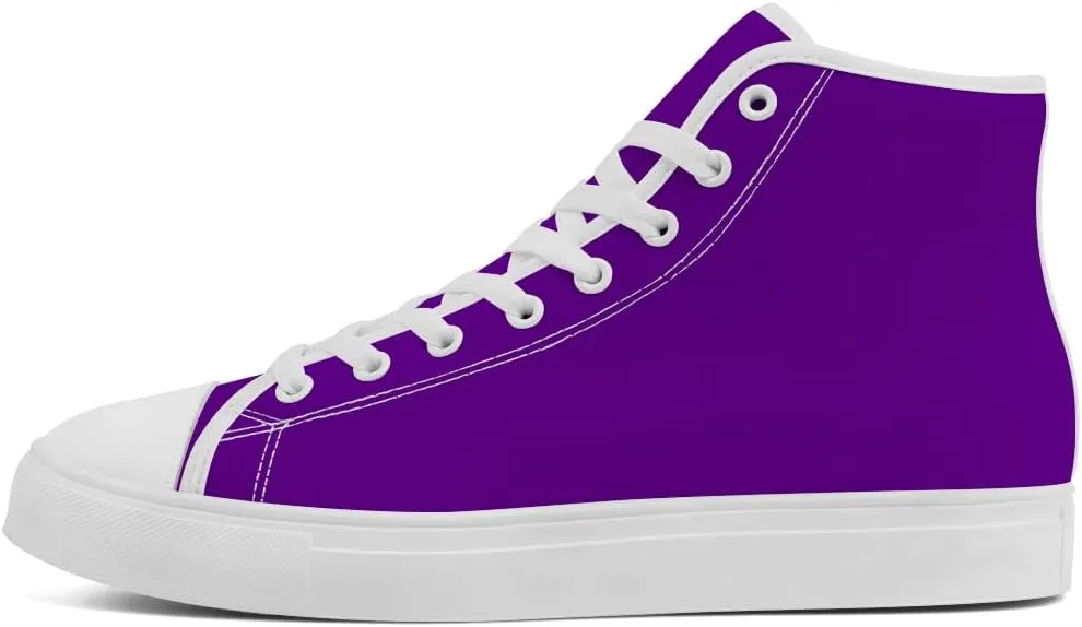 High Top Canvas Shoes for Men Women Purple High Top Sneakers Lace Up Casual Shoes Gifts for Boyfriend Girlfriend