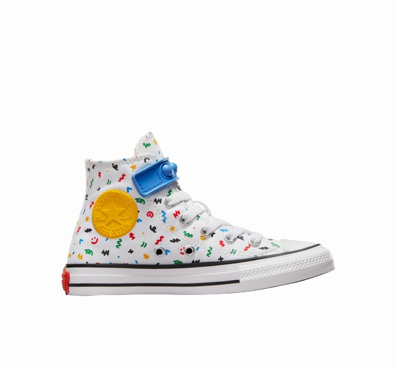 Foam Padded Collar wide widths Converse scarpa sneakers da bambini in tela Chuck Taylor All Star Easy On Doodles A06316C bianco