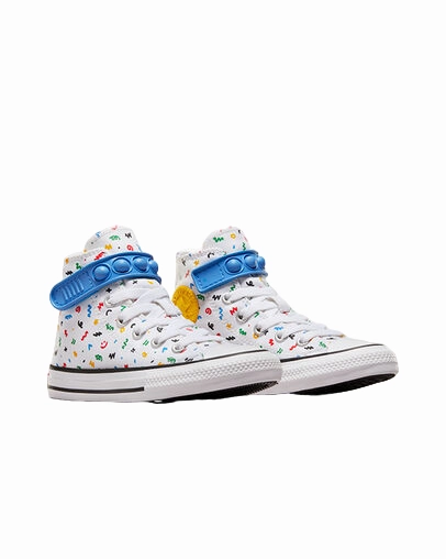 toe - hugging Anatomical Heel Counter Converse scarpa sneakers da bambini in tela Chuck Taylor All Star Easy On Doodles A06316C bianco