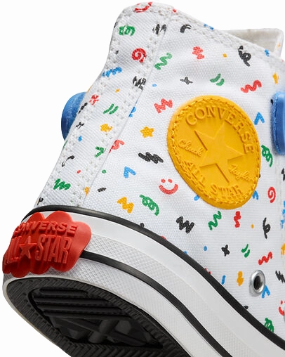 Arch Focus Converse scarpa sneakers da bambini in tela Chuck Taylor All Star Easy On Doodles A06316C bianco