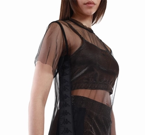 Maneuverable long term storage Kappa maglietta velo e top da donna 222 BANDA Sparkle Eder 3115W8W nero bronzo