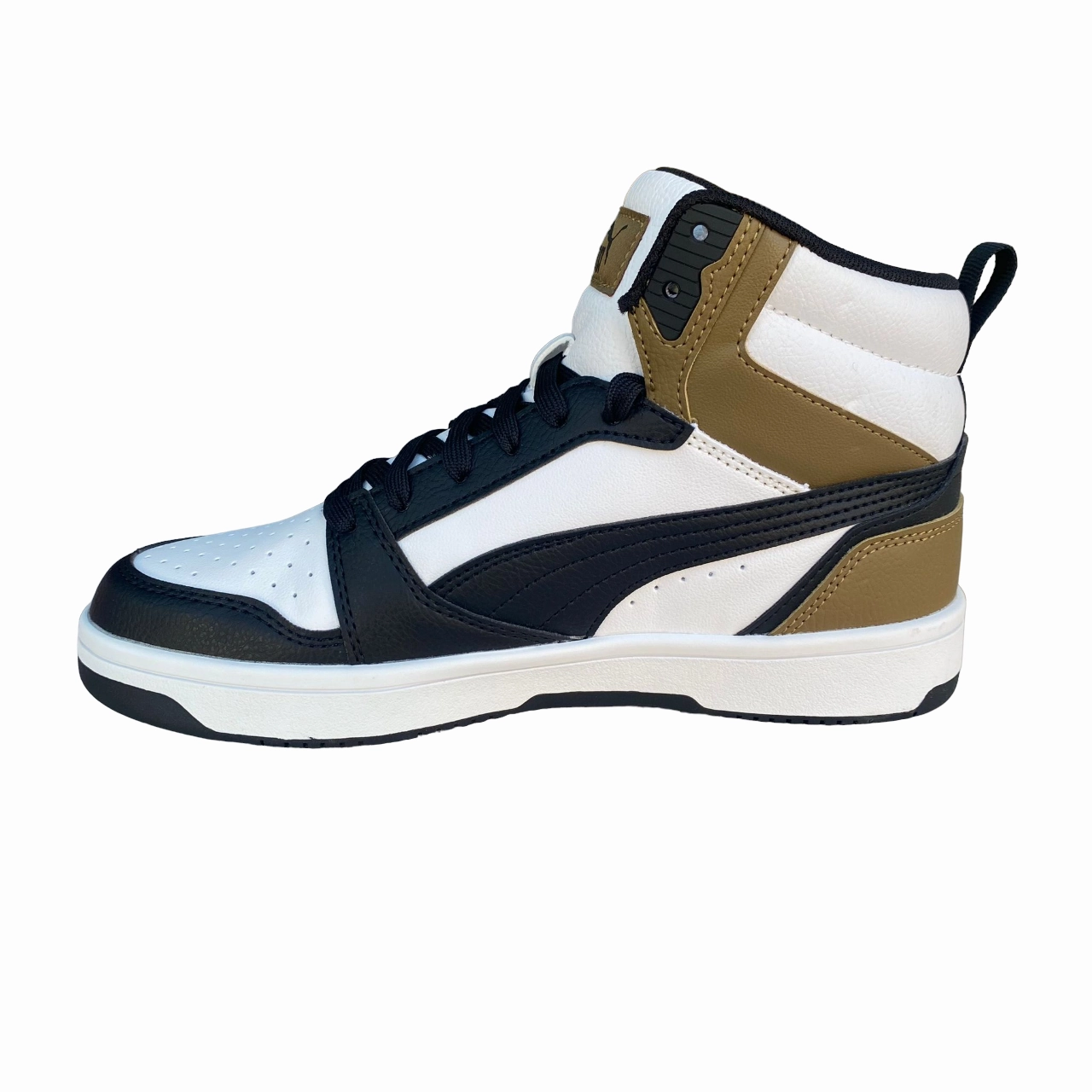 Puma Scarpa sneakers alta da ragazzo Rebound v6 Mid 393831 08 bianco-nero-cioccolato bright shoes Mud - Resistant