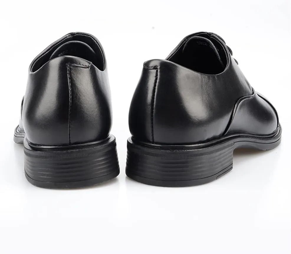 HOOENG Formal Shoes for Men Lace Up Cap Toe Round Toe Leather Anti-Slip Block Heel Rubber Sole Party