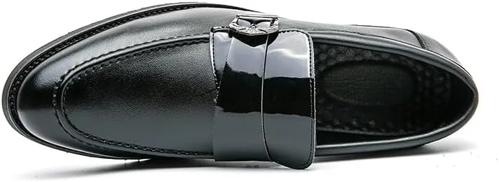 HOOENG Oxford Formal Shoes for Men Slip On Pointed Toe Vegan Leather Apron Toe Monk Strap Slip Resistant Low Top Anti-Slip Block Heel Working