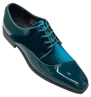 Hunter Green Men's Lace-Up Patent and velvet Dress Shoes