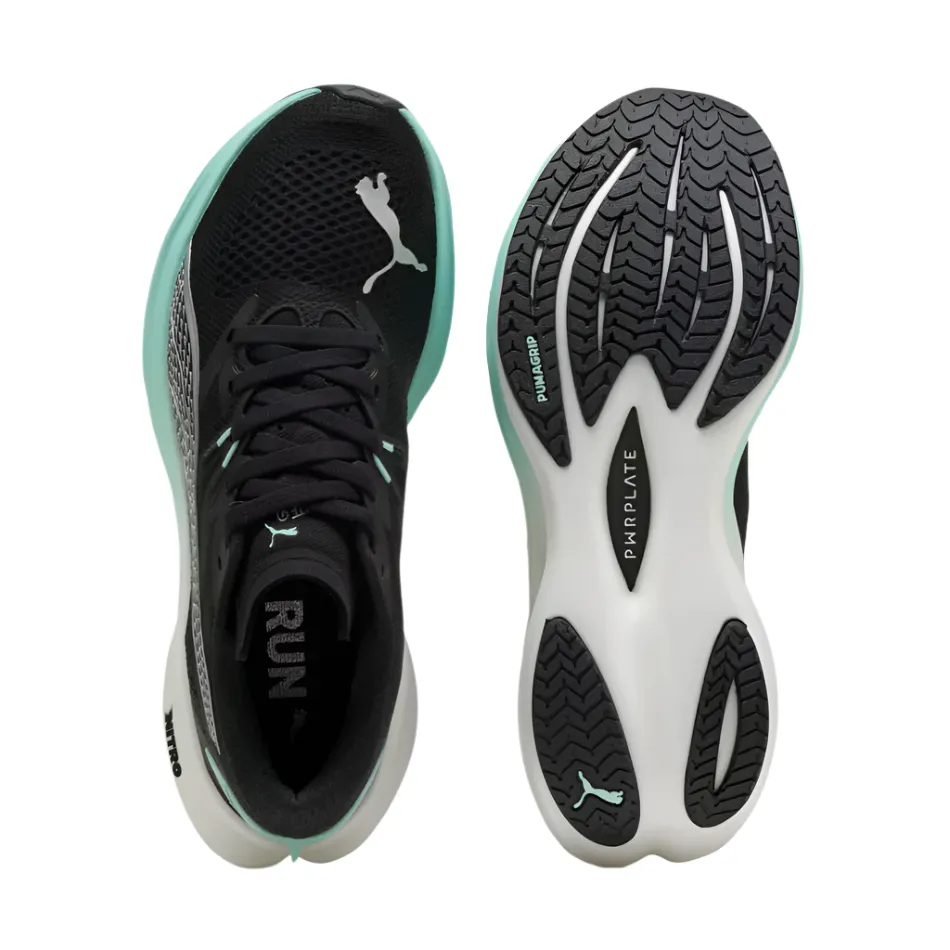 PUMA Women's Deviate NITRO 3 Running Shoes in PUMA Black/Mint Melt AW25 Exclusive Look Breathable soles